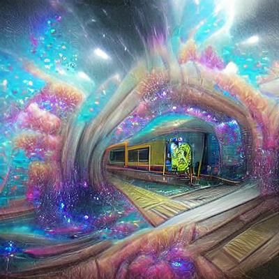 Train going into a portal to sponge Bob world