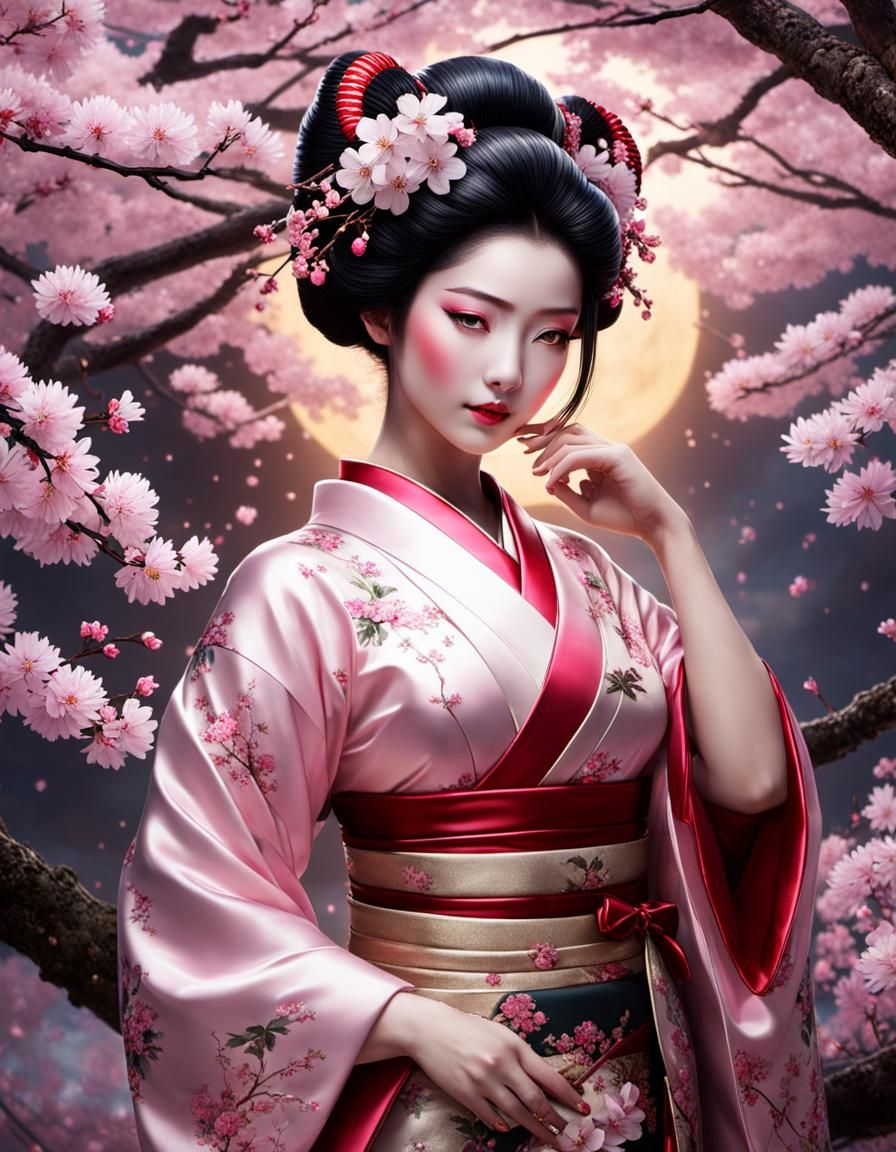 Cherry Blossom Geisha - AI Generated Artwork - NightCafe Creator