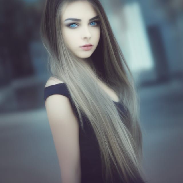 Detailed Portrait of a Beautiful Girl with Long Hair