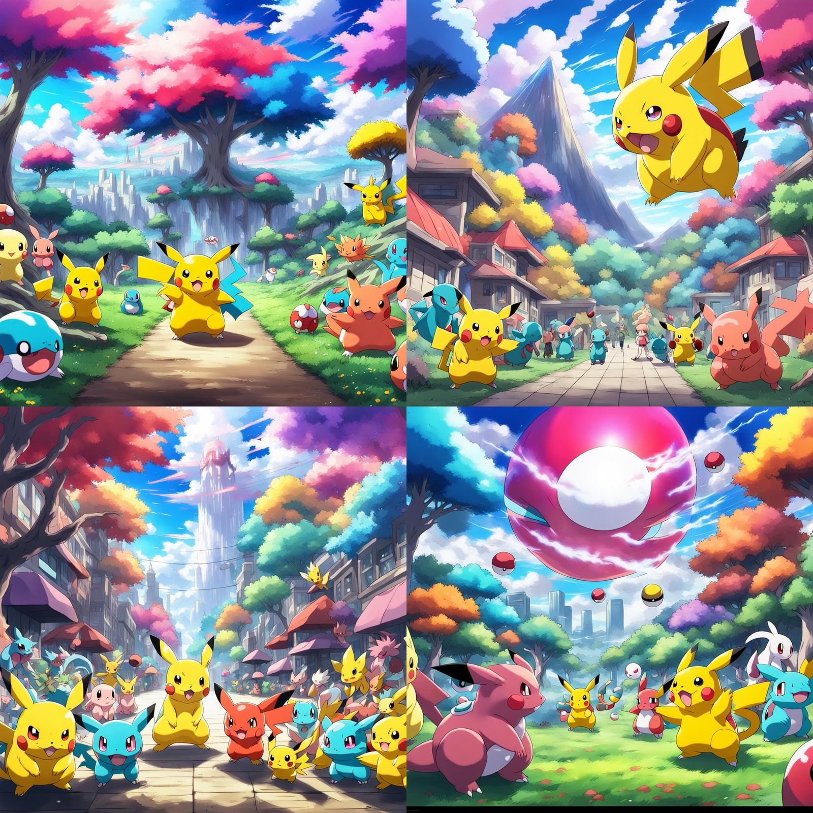 Epic colorful Pokemon anime scene - AI Generated Artwork - NightCafe ...