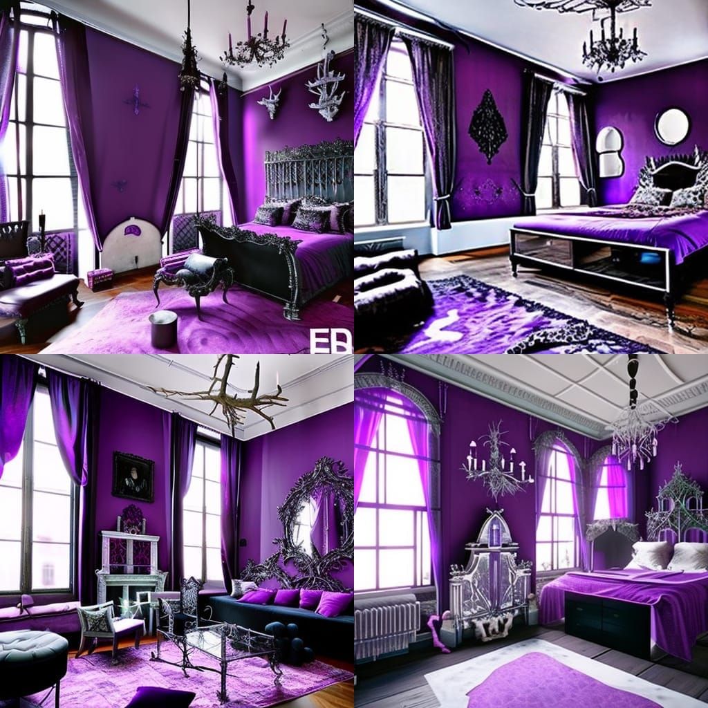 Gothic loft Apartment with Purple walls with Ethereal gothic