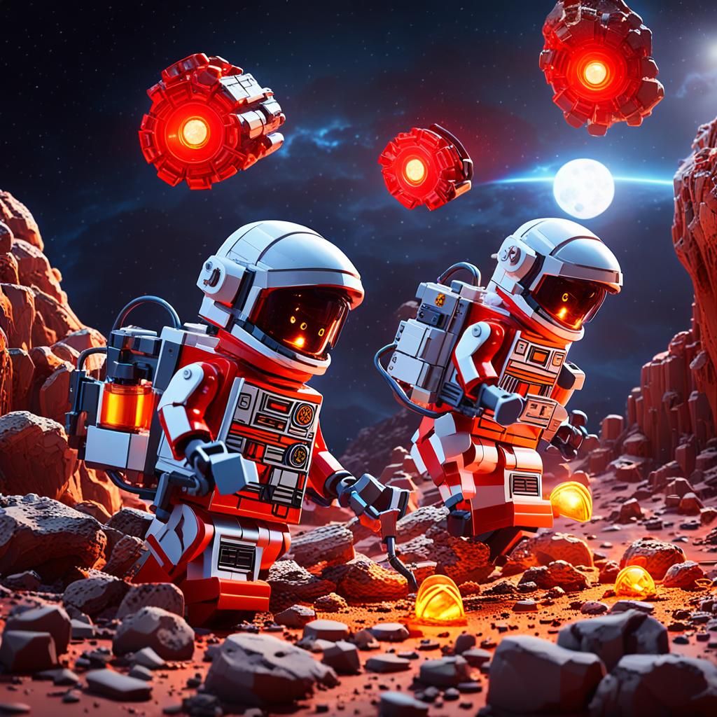 Lego Scientists Brave Desert Planet Storm in Sci-Fi 3D Art