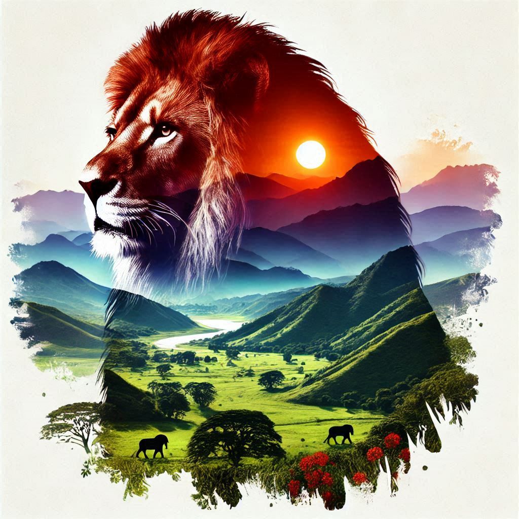 double exposure beautiful fantasy DALL-E 3 portrait landscape..