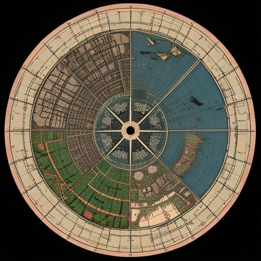 by Richard dadd, art by Katsushika hokusai, Flat Design Vect...