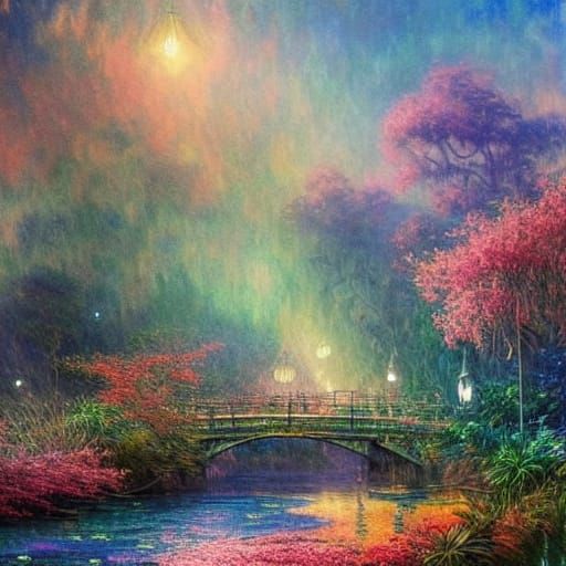 Ethereal Cherry Blossom Tropical Oasis