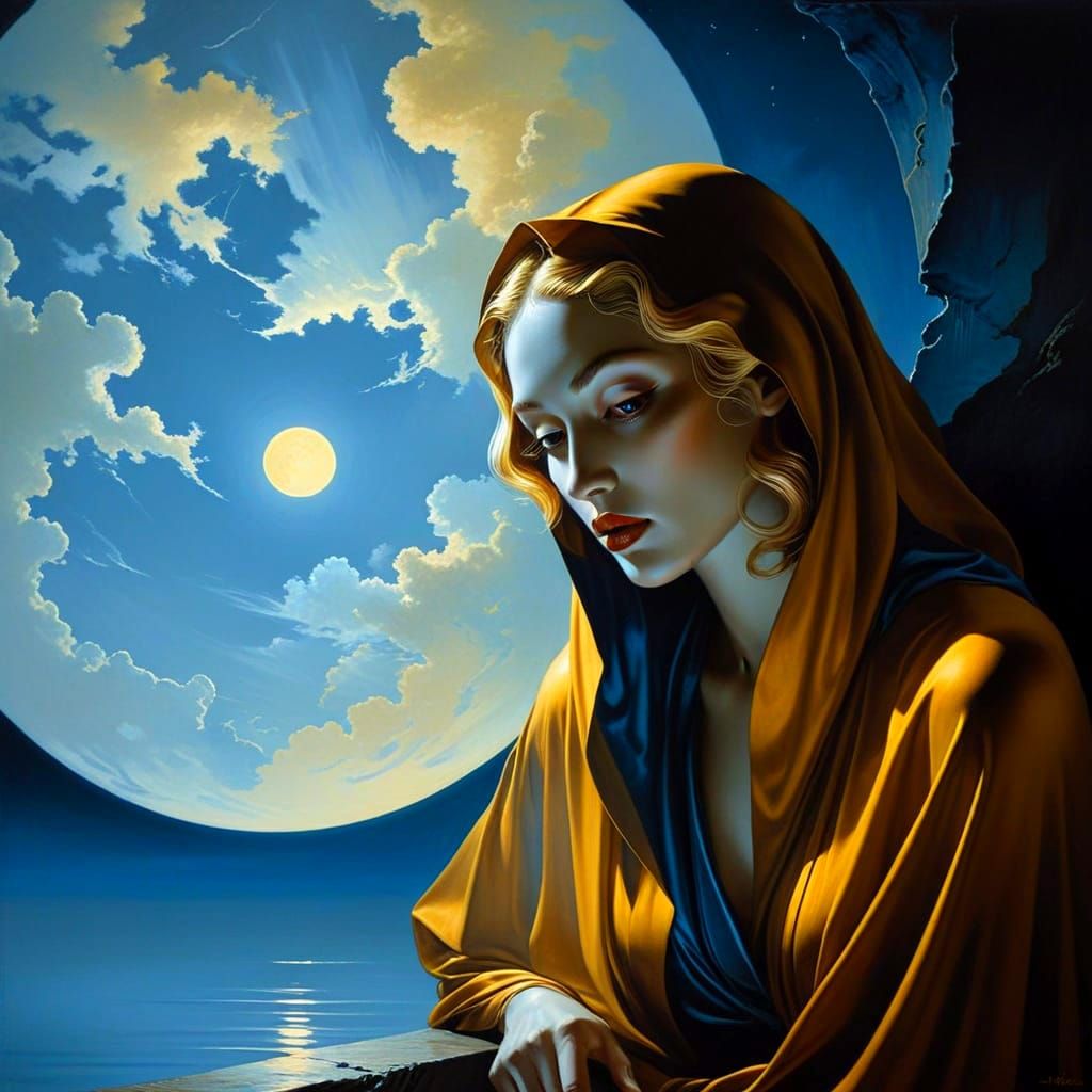 Ethereal Women in Golden Moonlight