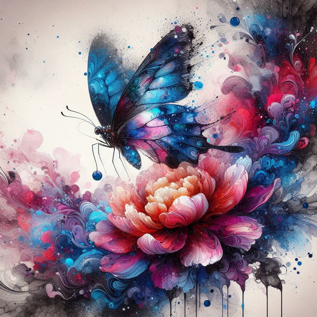 Ethereal Dance of Ink and Color  by @Nyein Crystal