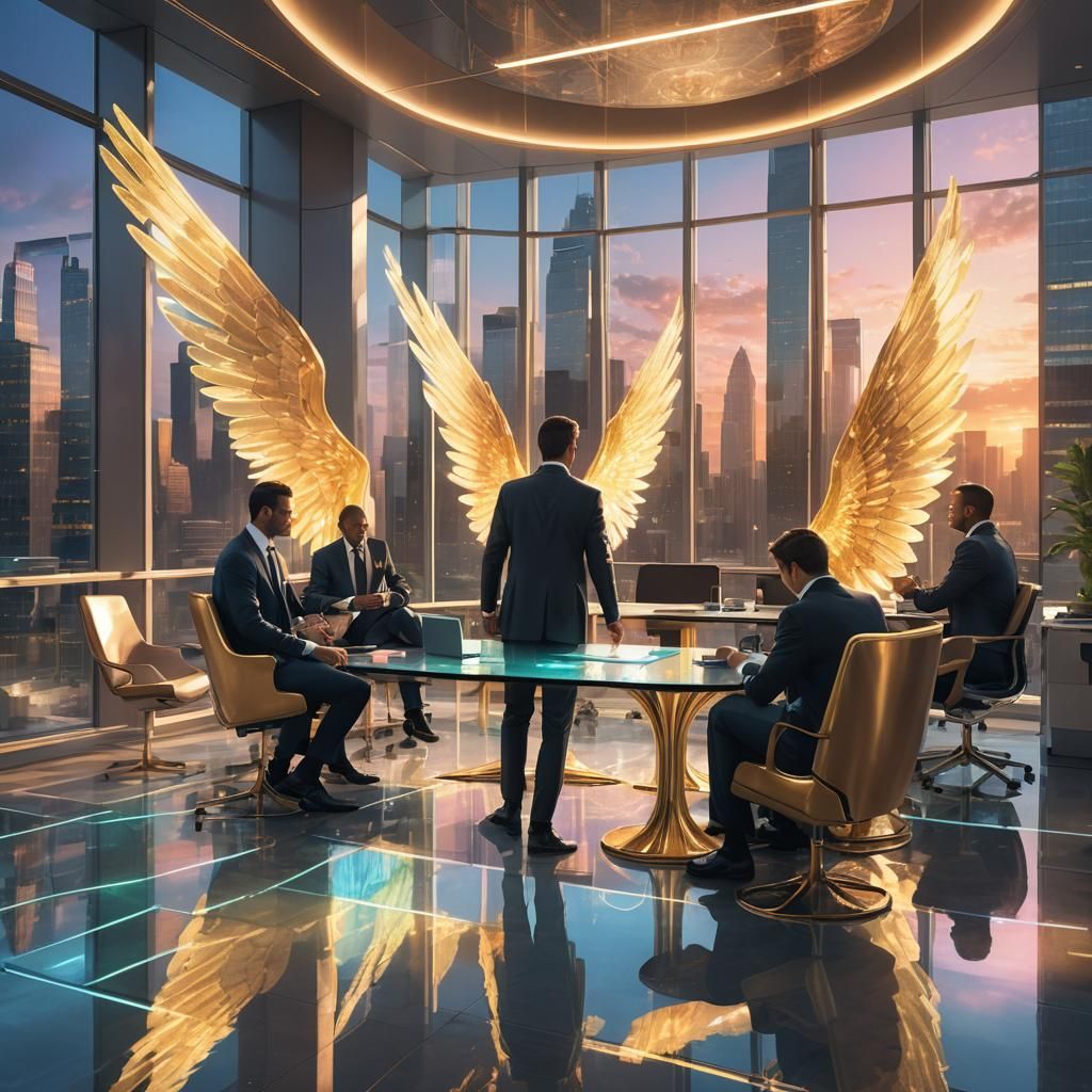 Angels doing business in vibrant colors
