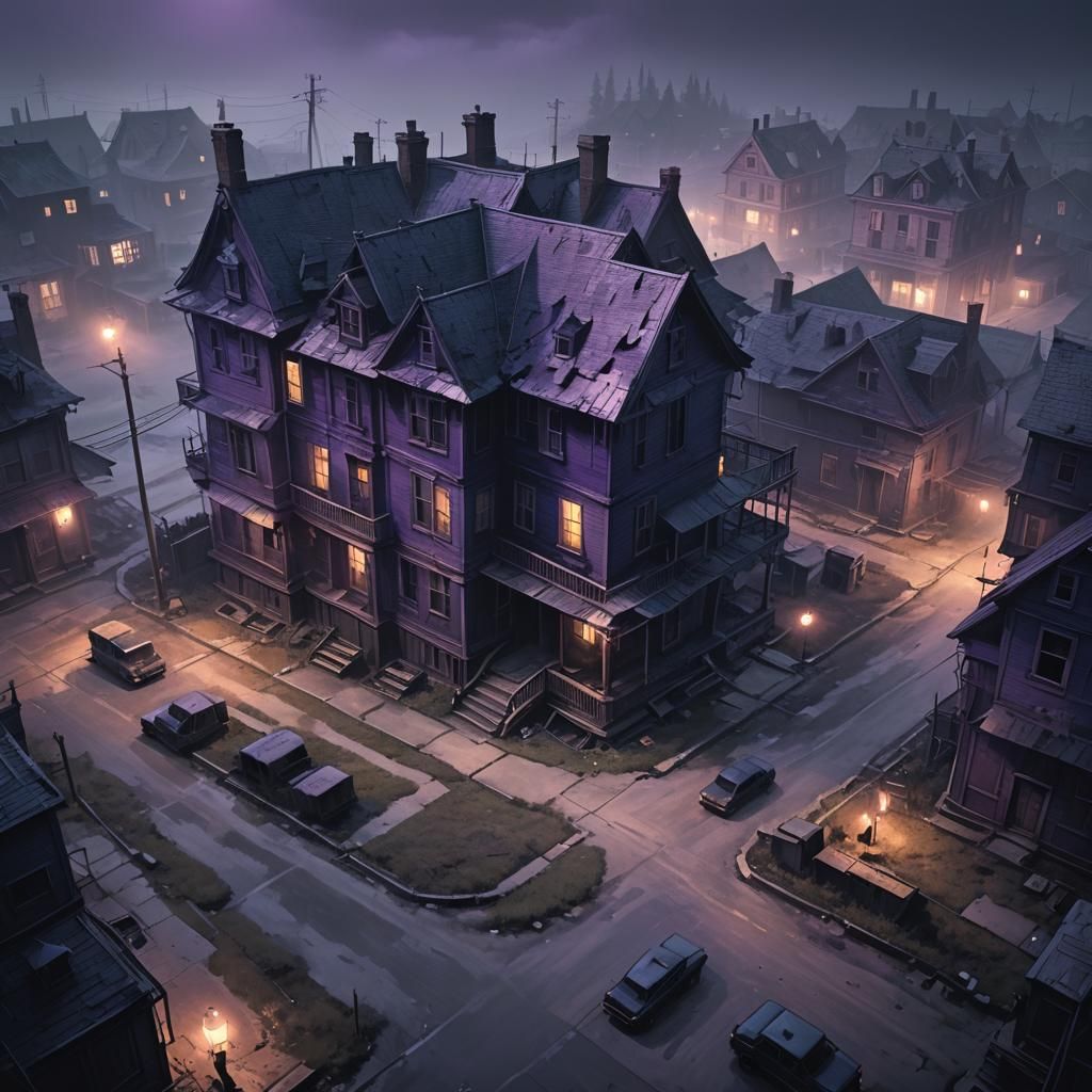 Eerie Abandoned House in Dark Fantasy Concept Art
