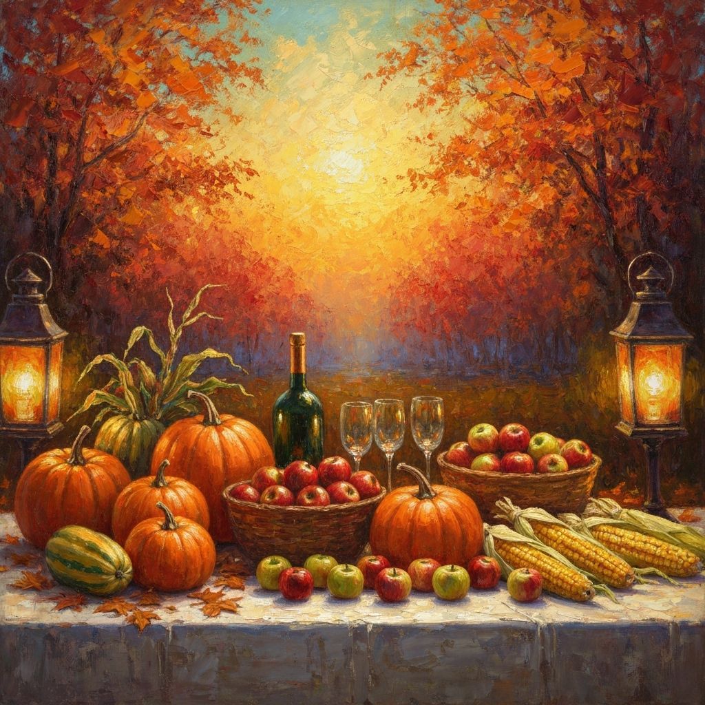 A festive harvest table set under the autumn sky  by @Babasik