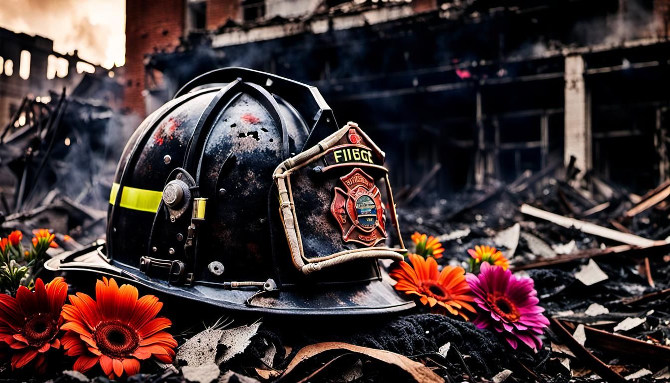 Flames and Florals: A Solemn Tribute to Bravery  by @Blandry