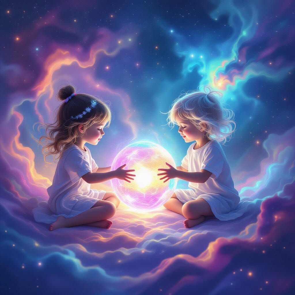 Astral kids playing with a ball