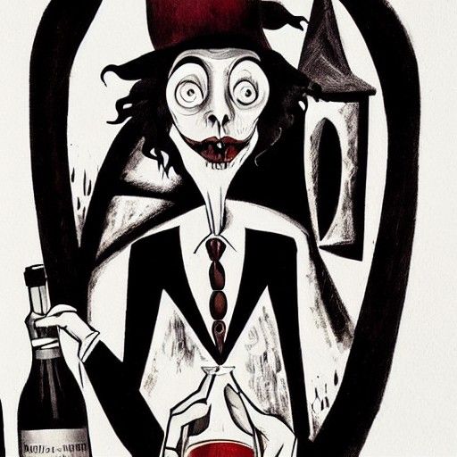 drinking wine with devil Tim Burton Harlem renaissance - AI Generated ...