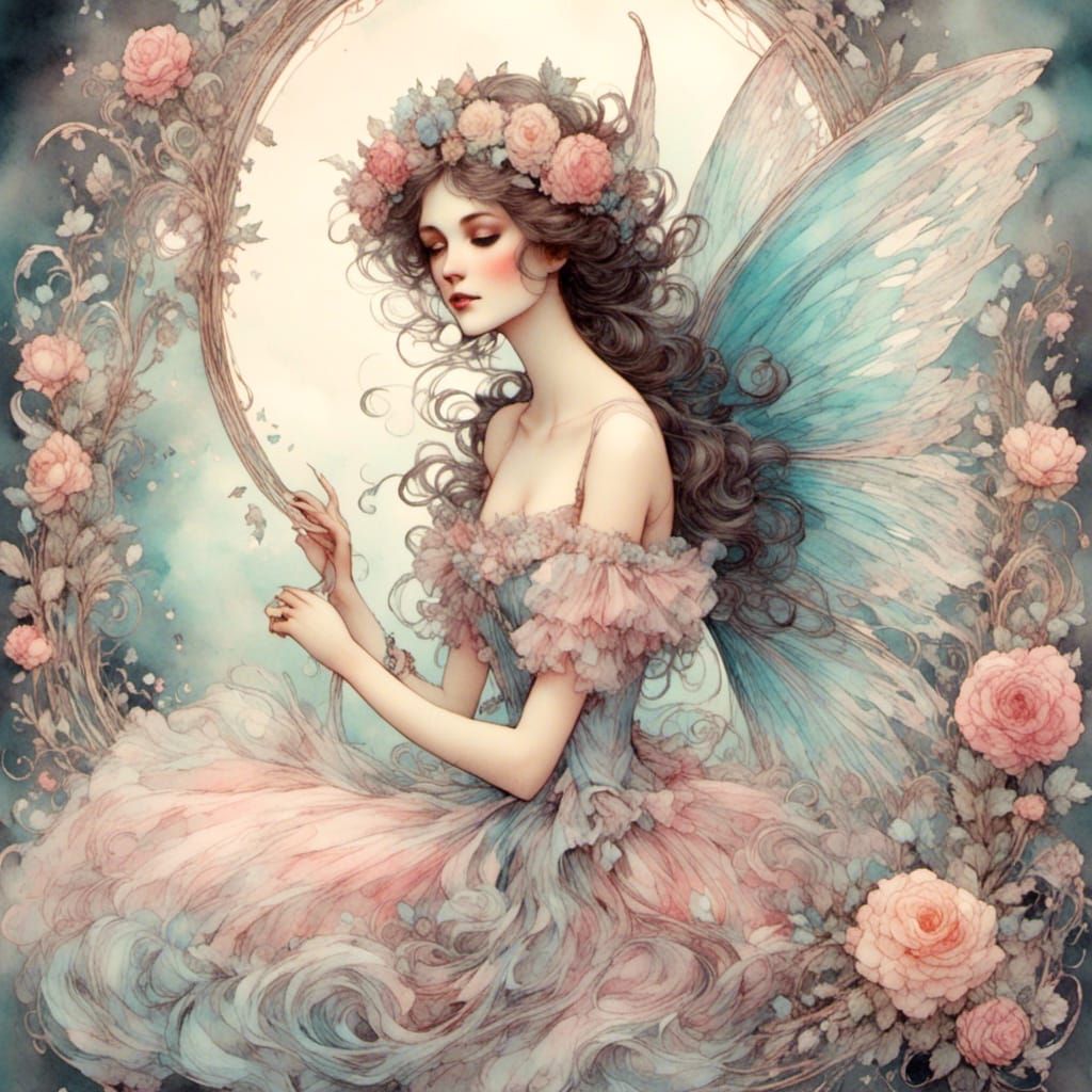 <lora:Victorian Watercolor:1.0> fairy 