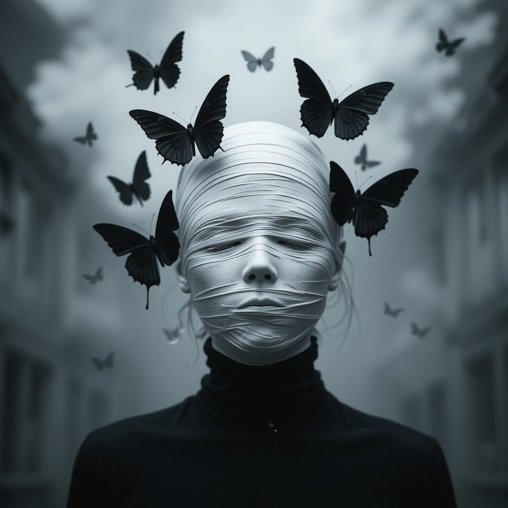 Woman and butterflies