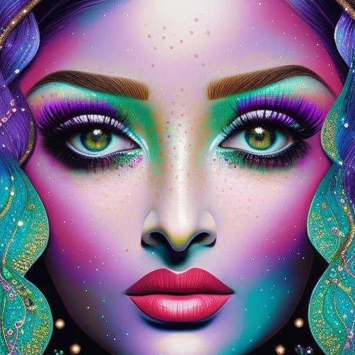 lavender turquoise speckled eyes