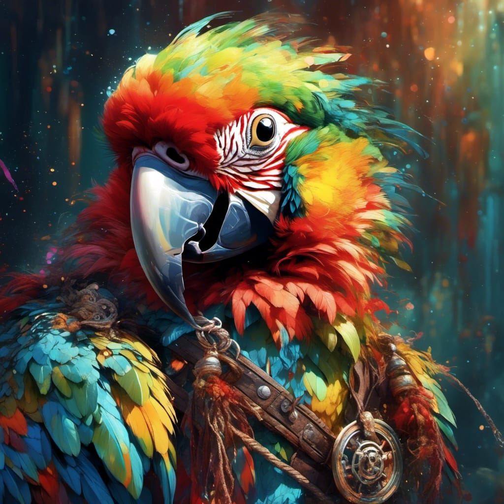 Parrot pirate <lora:Colorful Animals:1.0> emotive wonder color