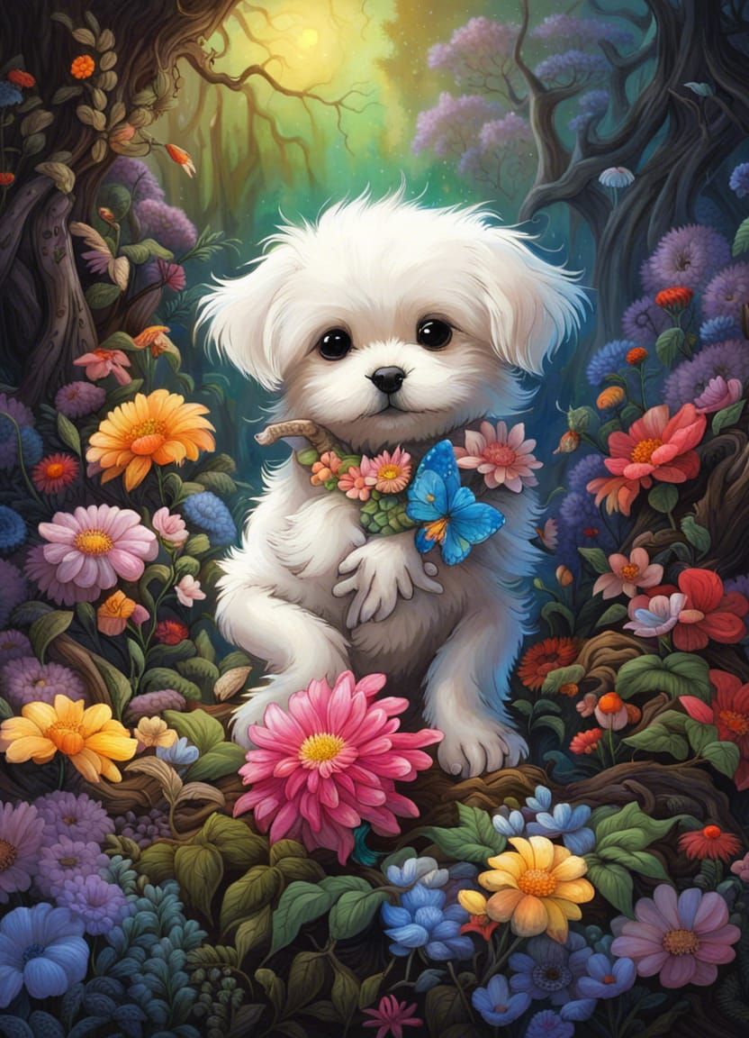 🏵Flower Puppy🌺 - AI Generated Artwork - NightCafe Creator