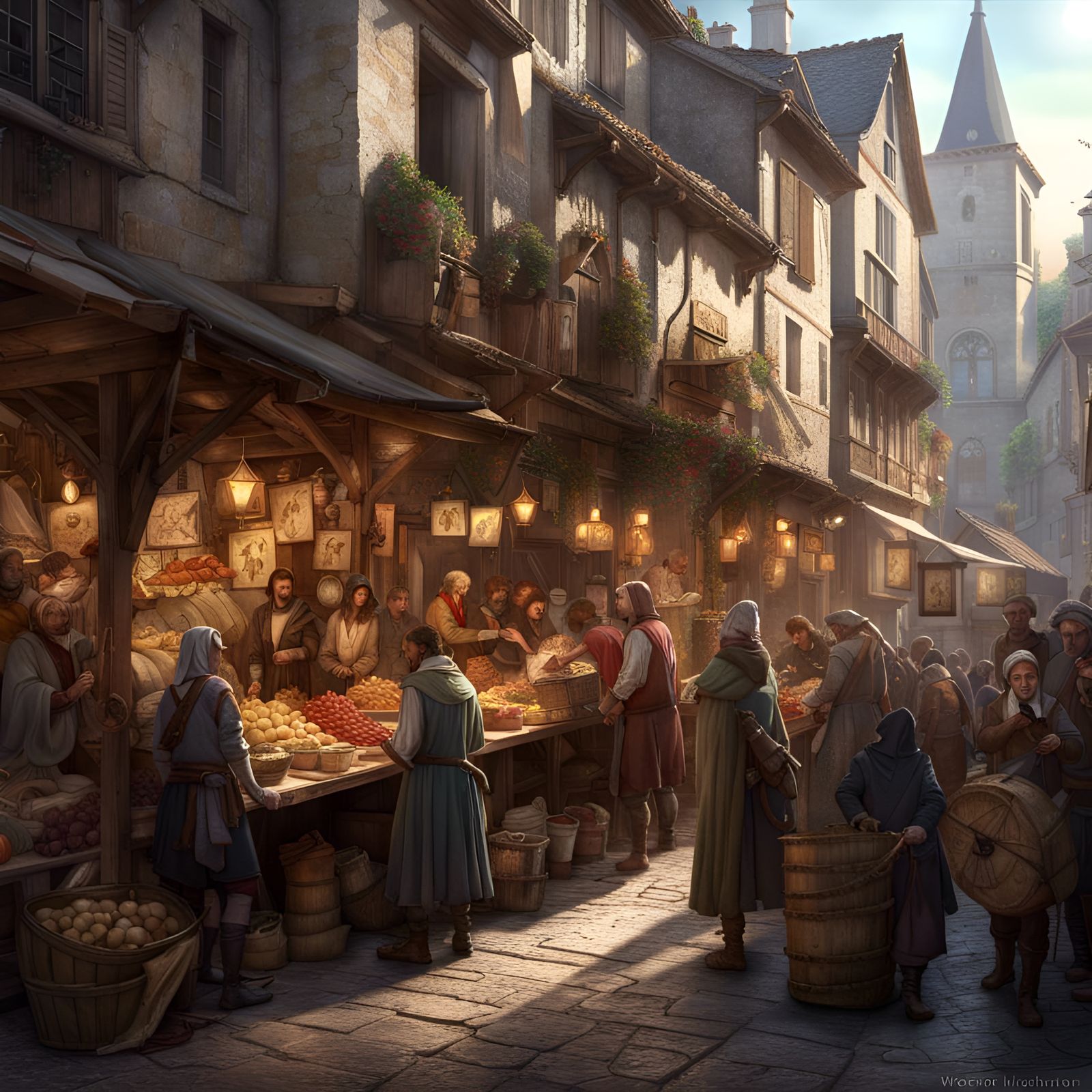 Vegetables Market in London, England, 13th Century   by @Thombmx