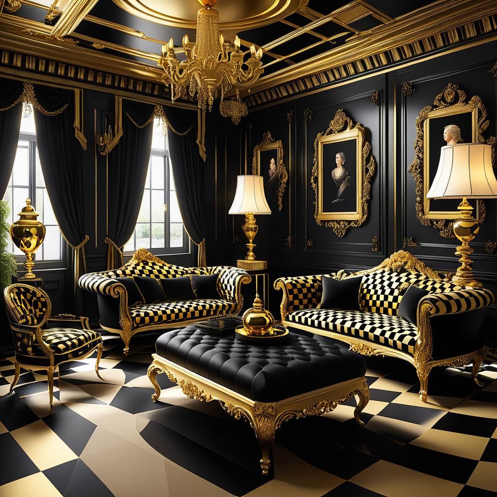 Black and Gold Room AI Generated Artwork NightCafe Creator