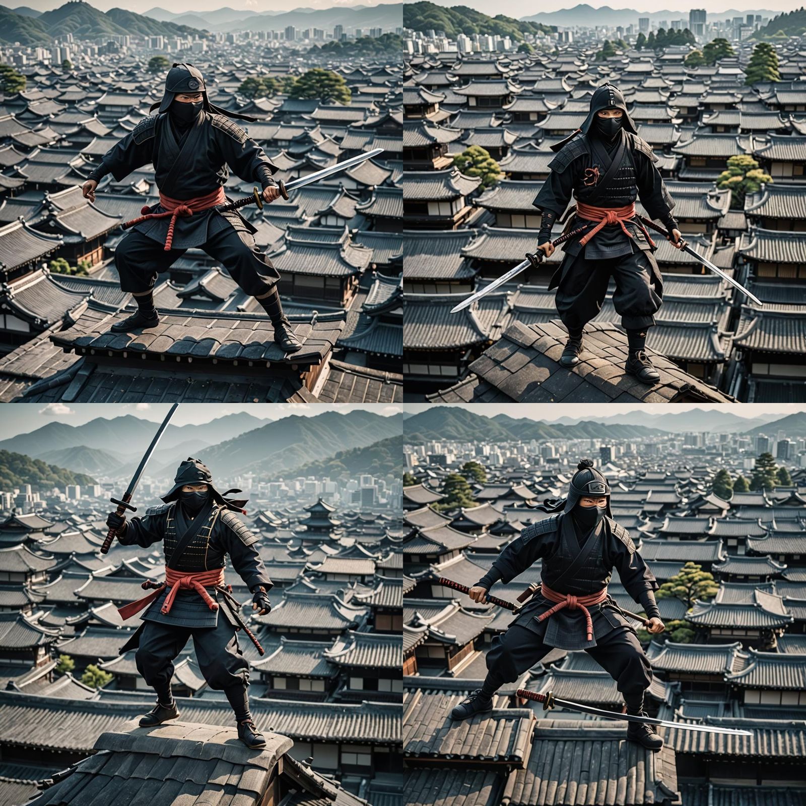 ultra high-definition photo of a ninja with a sword drawn floating ...