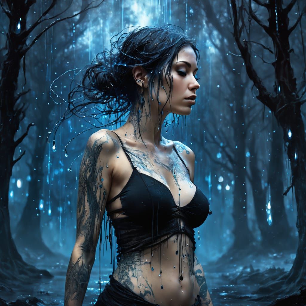 woman in rain