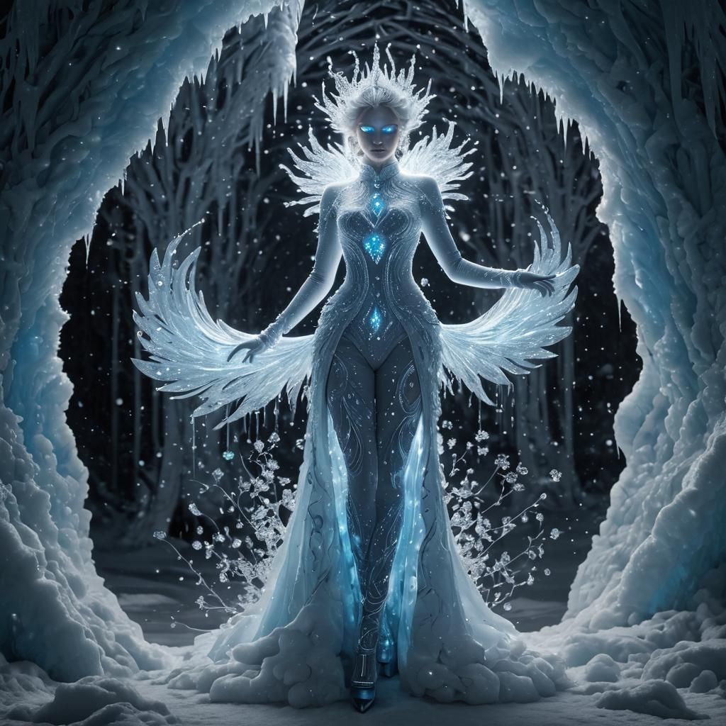 Ice Elemental Creating Ice as She Walks  by @Chelle