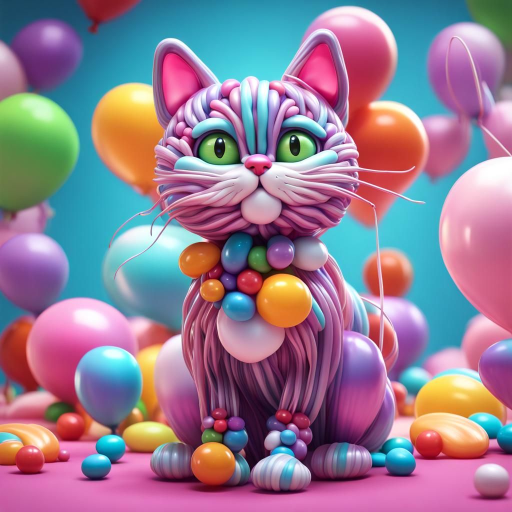 Balloon cat - AI Generated Artwork - NightCafe Creator