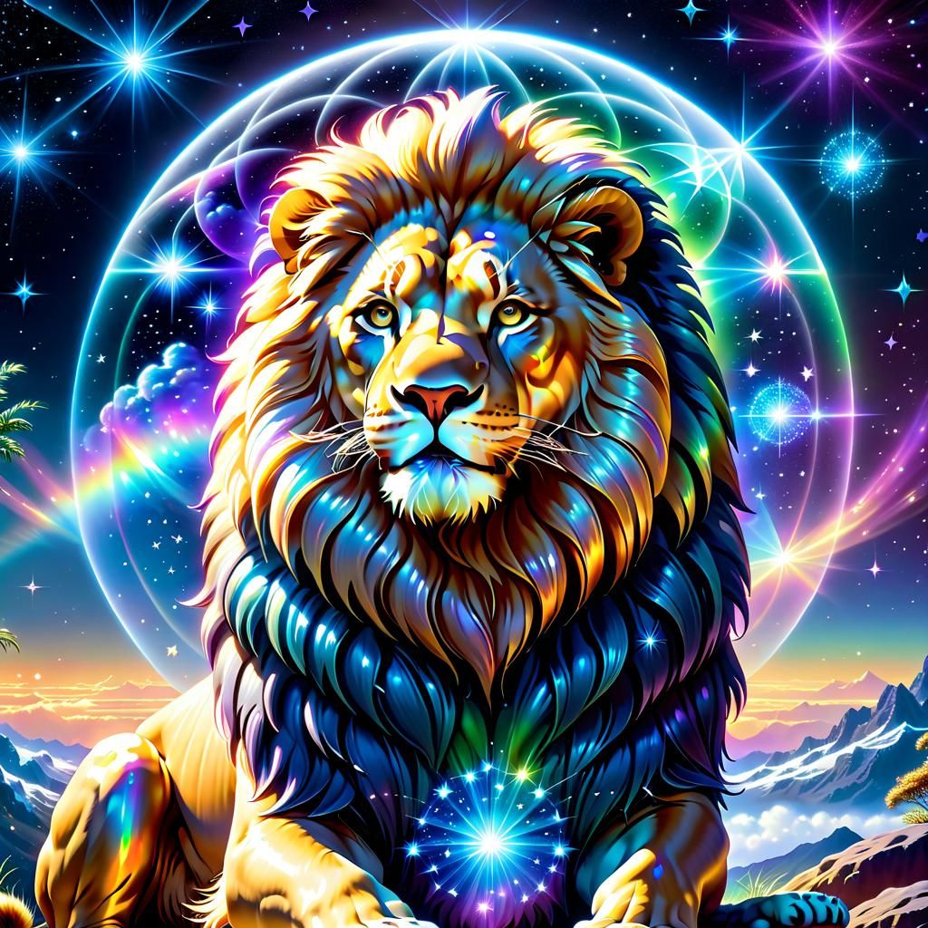 Beautiful Holographic Lion Portrait