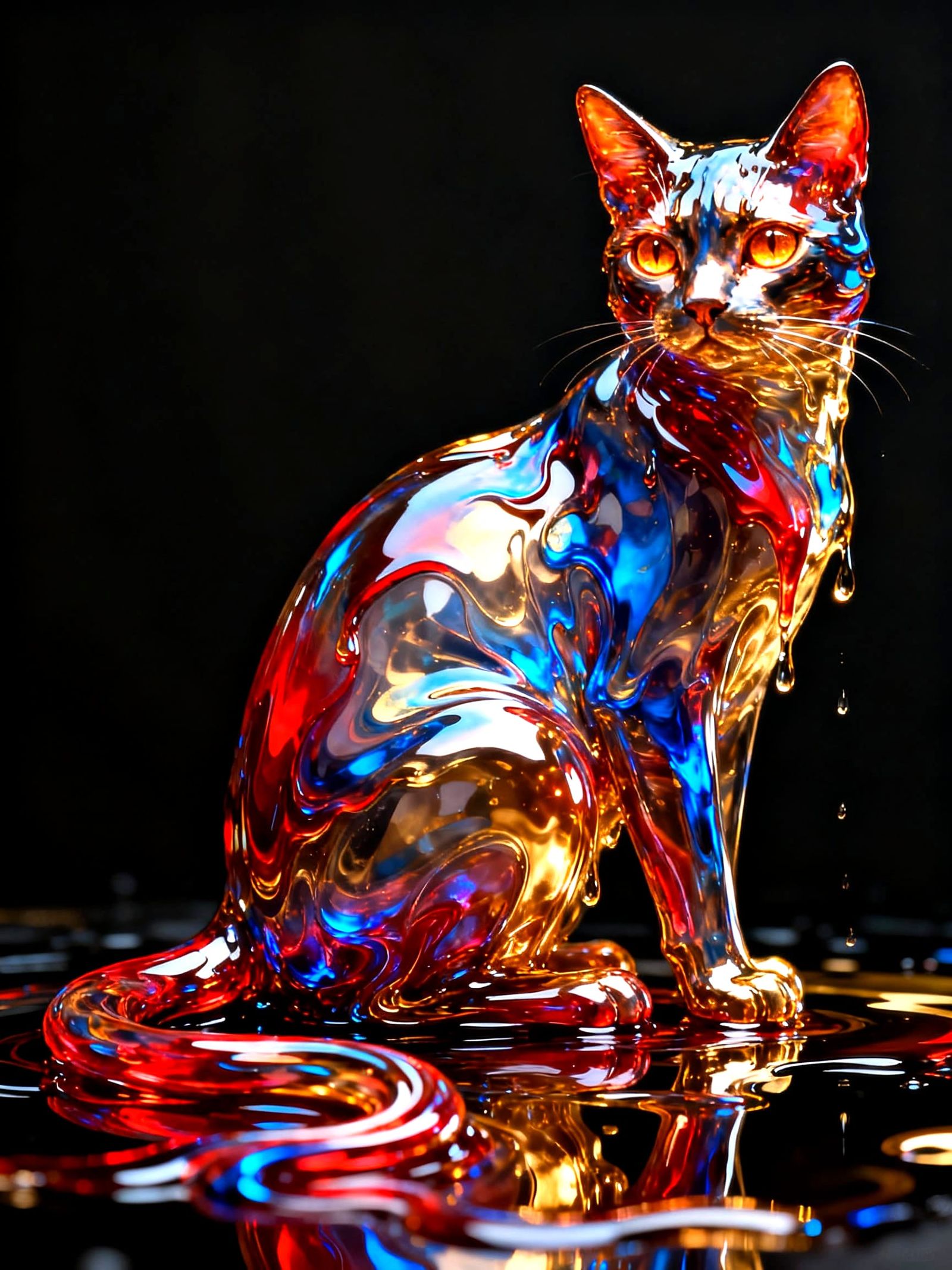 Liquid, oily cat.  by @Ylona