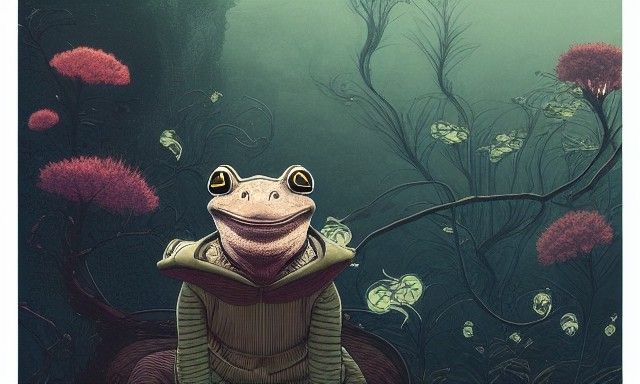 A portrait of a cute frog