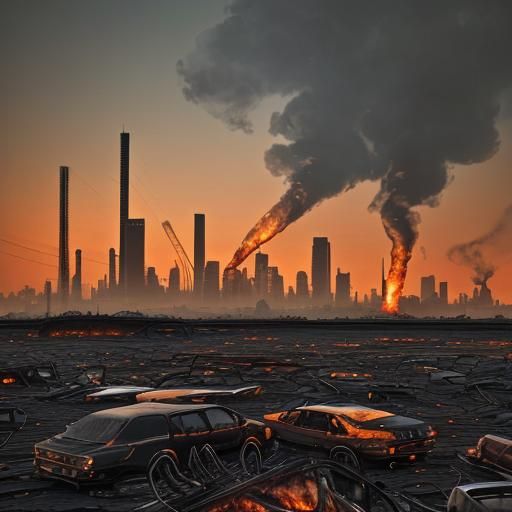 The skyline was beautiful on fire all twisted metal stretching upwards