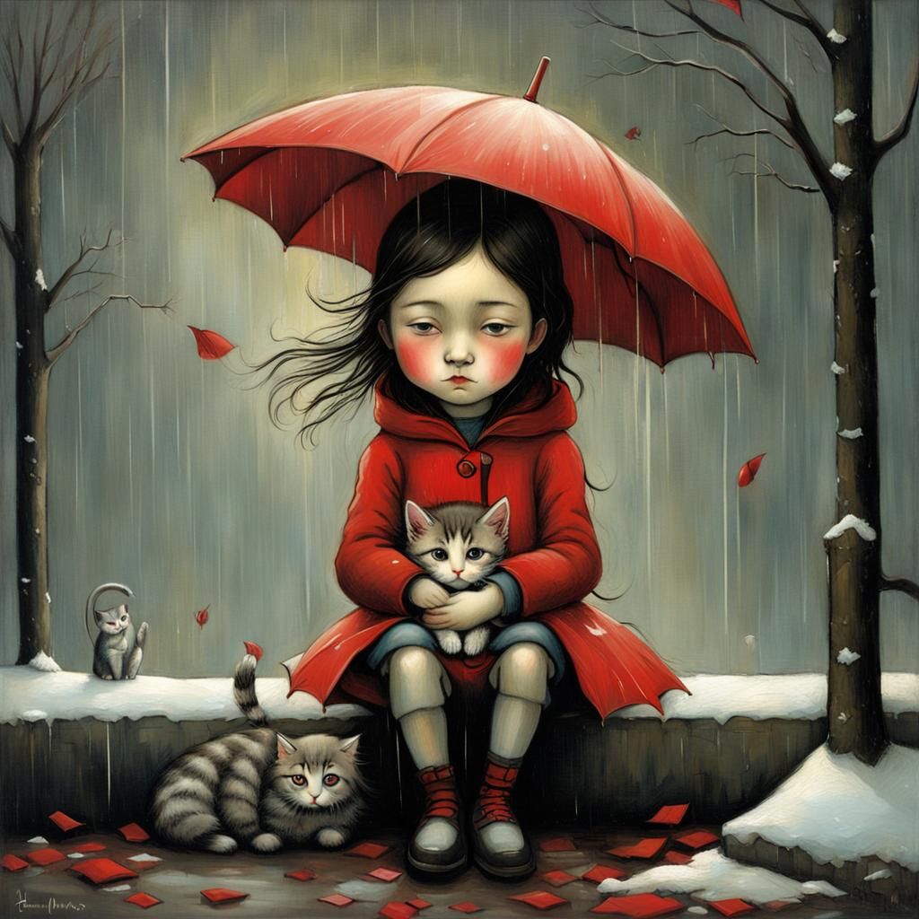 Girl loves cats