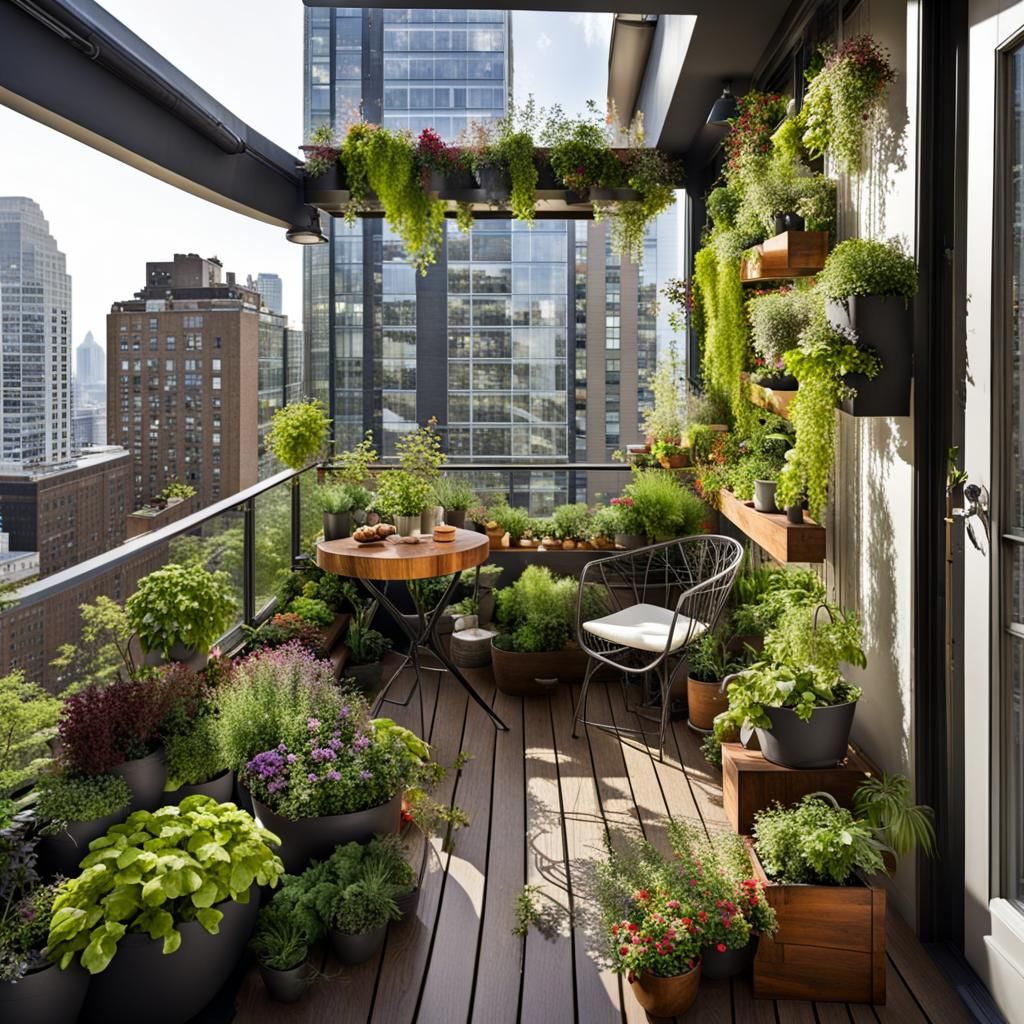 An urban garden oasis on a balcony 20 stories up  by @Ravo