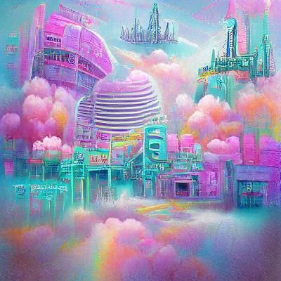 magic cyberpunk pastel land