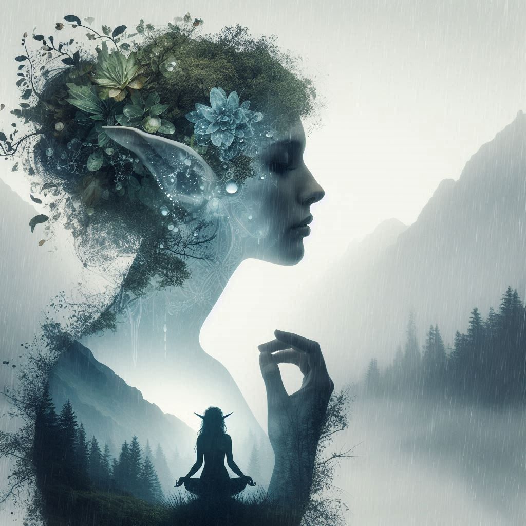 double exposure beautiful fantasy DALL-E 3 portrait landscap...