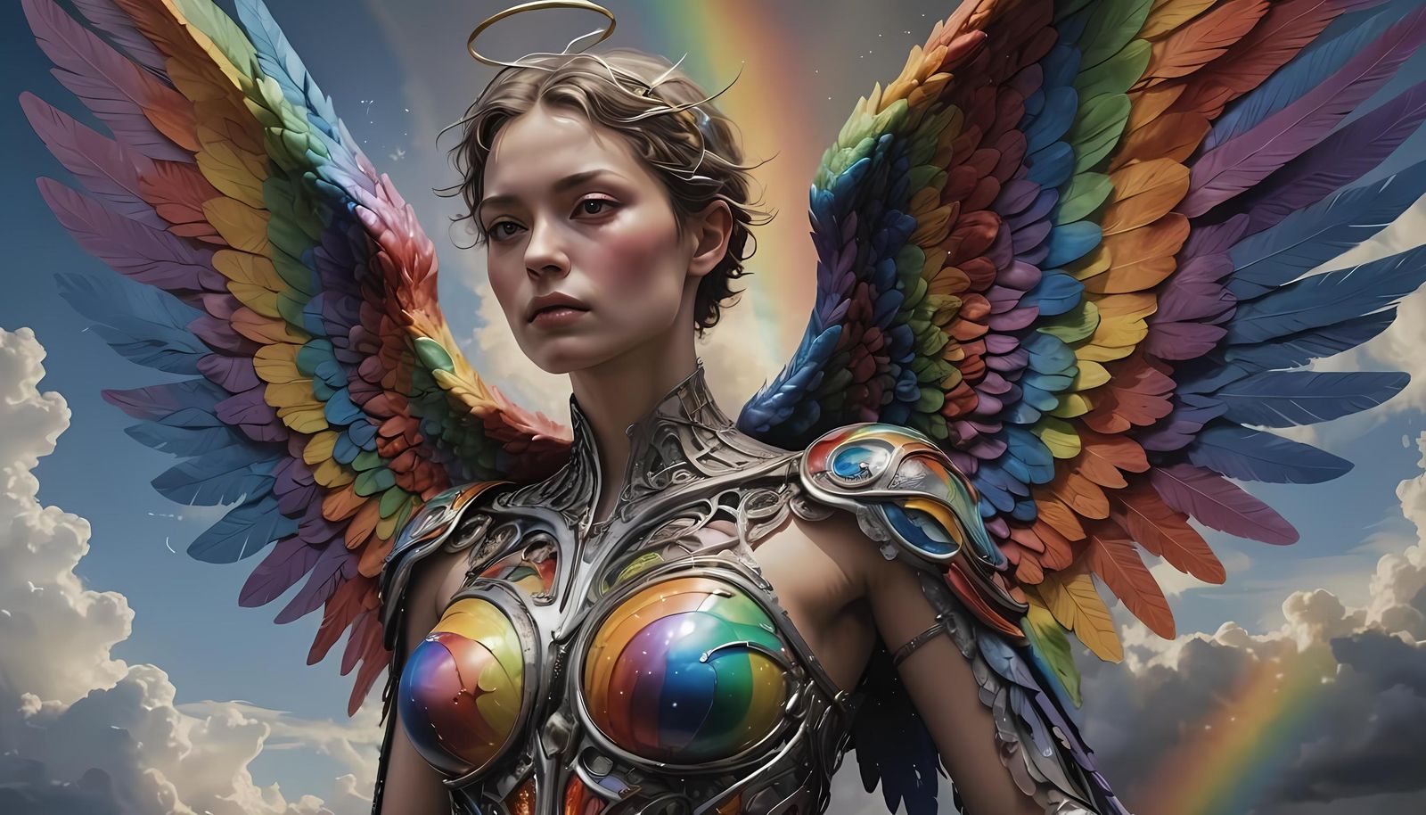 Rainbow Angel Ascending: A Hyperrealistic Masterpiece