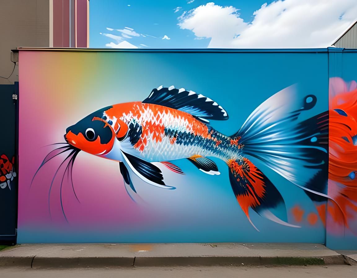 Graffiti art of a hybrid fish