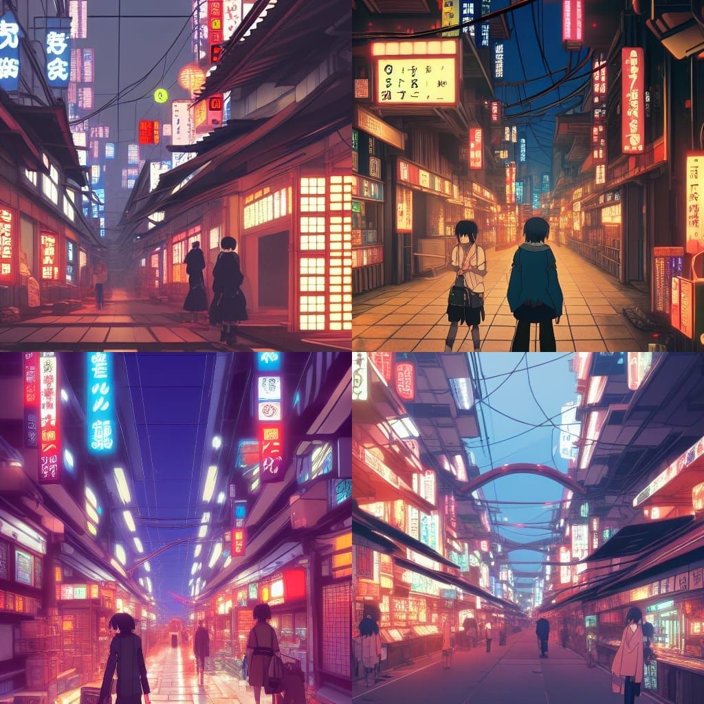 Japanese market gate cyberpunk