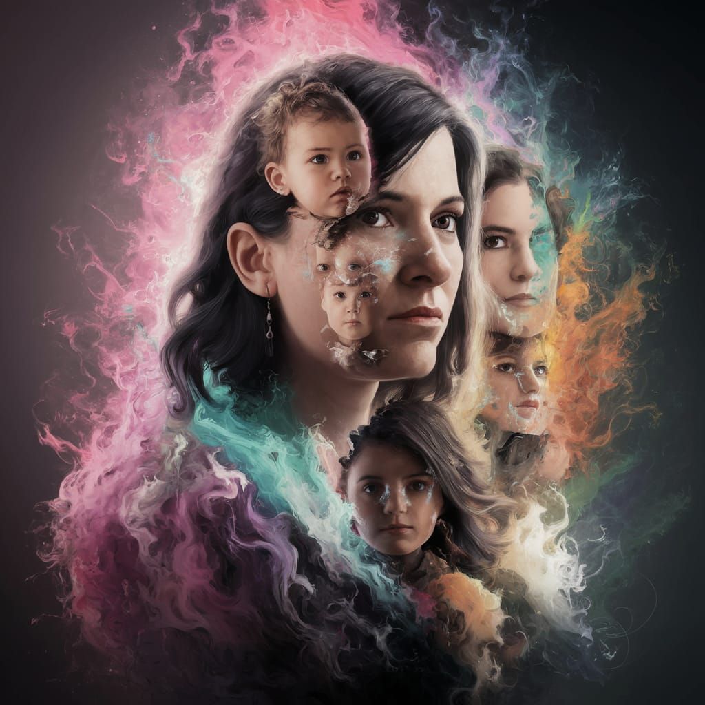 Caucasian Woman with Dissociative Identity Disorder in Dream...