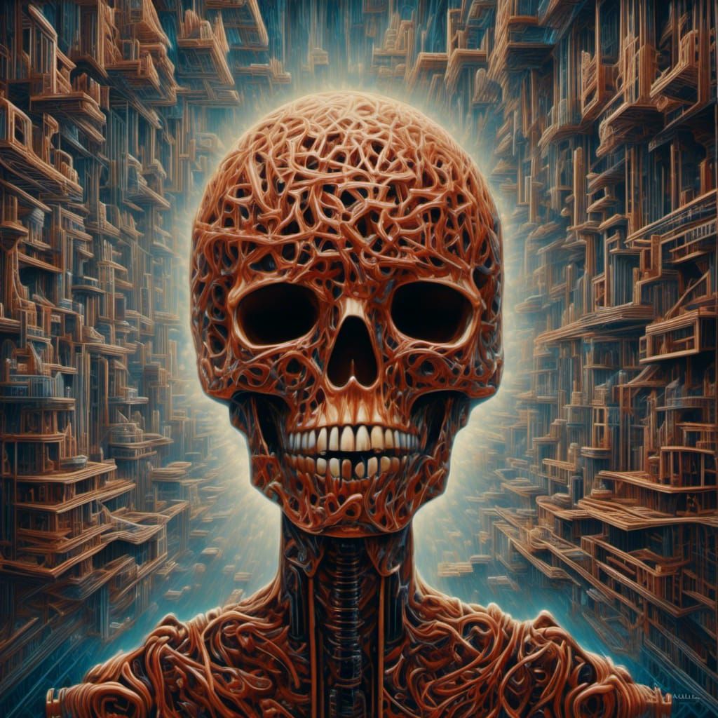 Mechanical Gearhead Dreamscape in Junji Ito Style