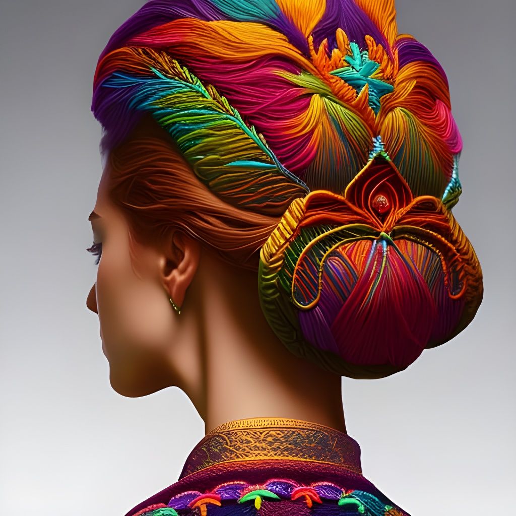 Embroidered Yarn Hairpiece AI Generated Artwork NightCafe Creator