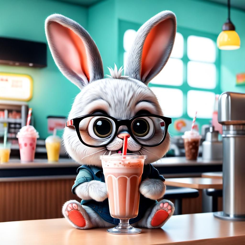 Bunny and a Big Milkshake - AI Generated Artwork - NightCafe Creator