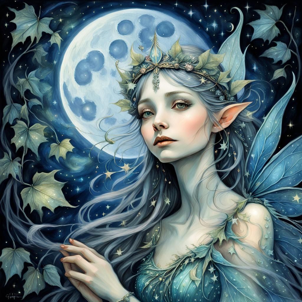 Whimsical Fairy Queen Portrait in Fantasy Art Style