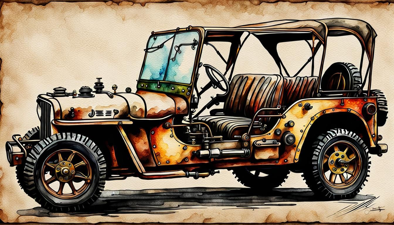 Drawing a steam punk Jeep