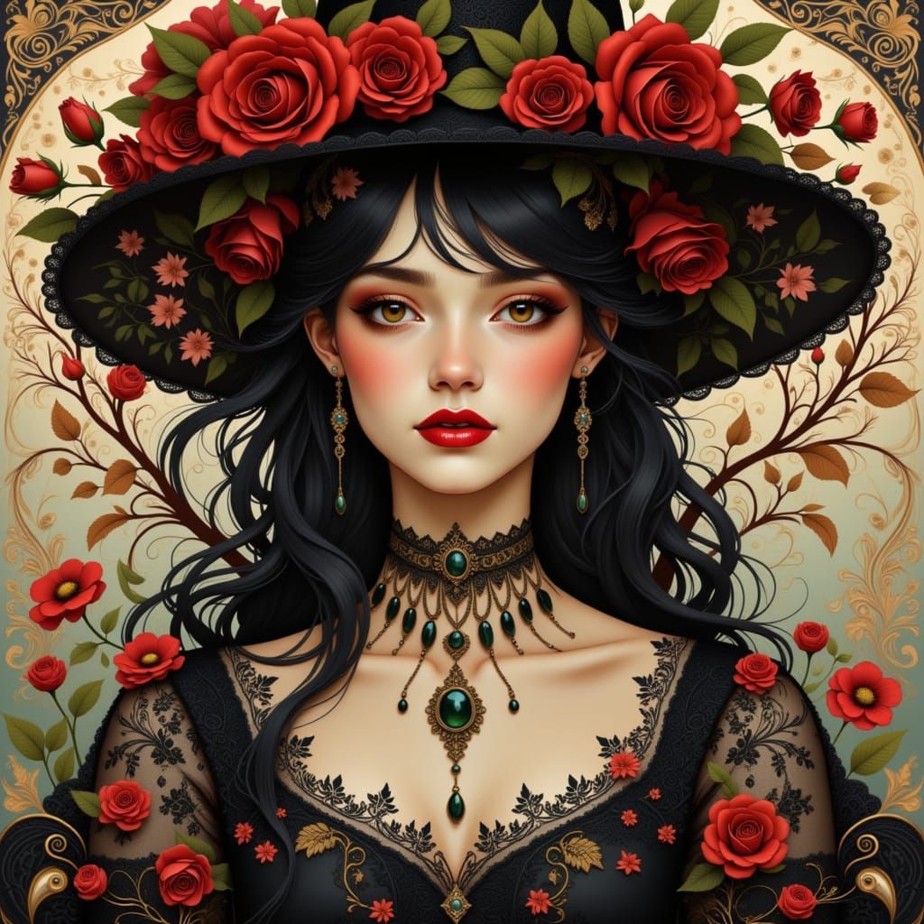 A Striking Gothic-Inspired Mysterious Woman