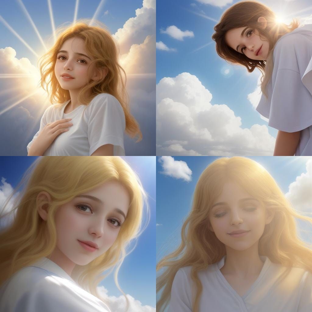 Blonde Child Crying by Ruined House in Divine Light