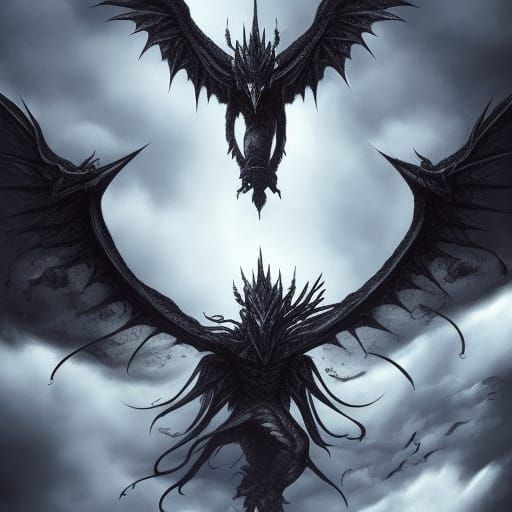 black dragon in the sky