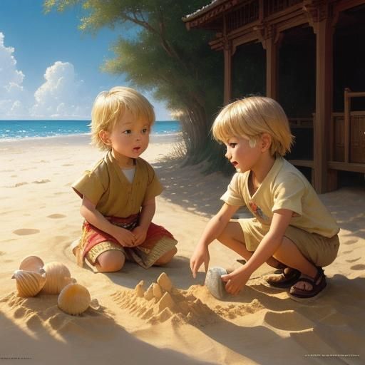 blond children and asian children