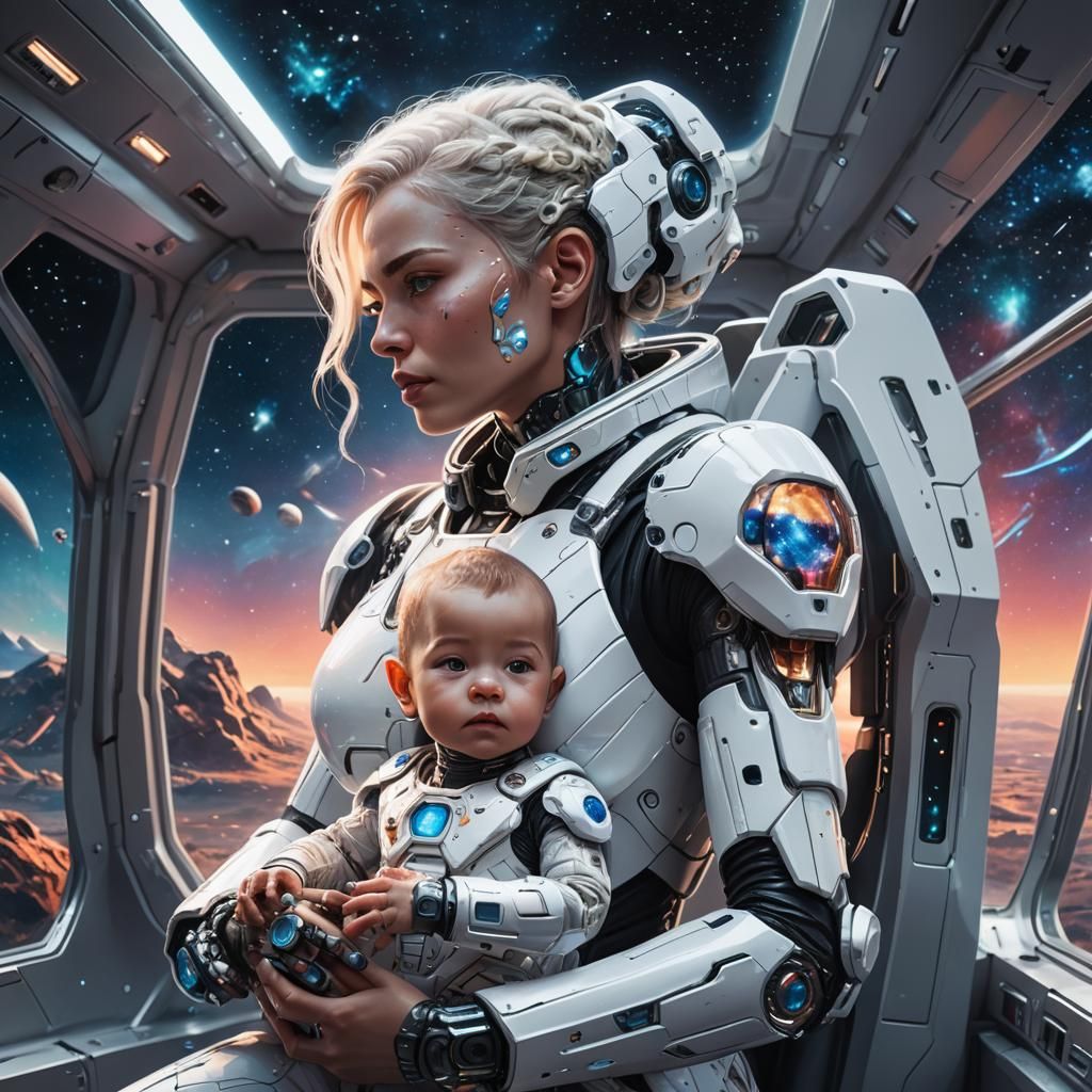 Interstellar traveling mom  by @FantasyDreamscapesAI